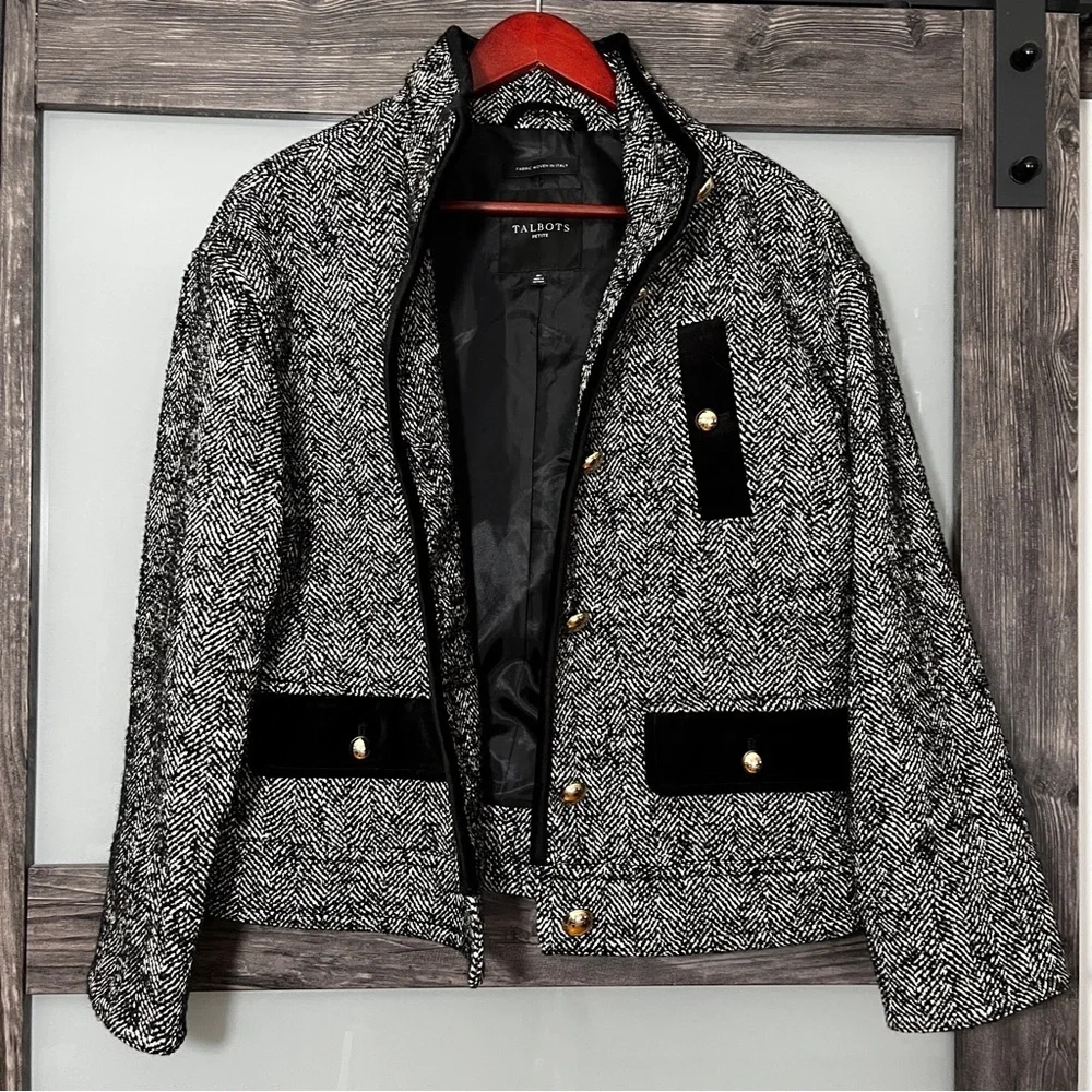 Talbots Boucle Herringbone Jacket Woven in Italy Women's MP Career Mob Wife - Picture 9 of 13